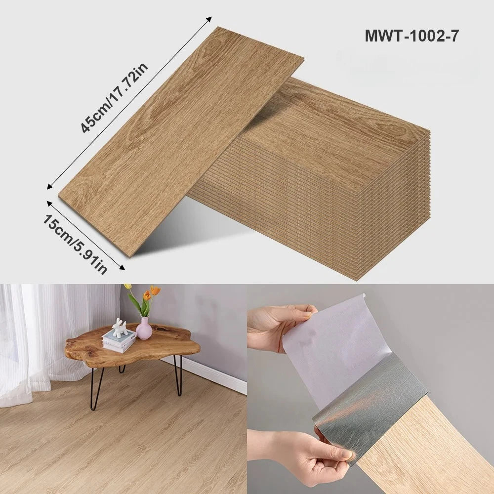 Thicken Wood Grain Floor Sticker Industrial Cement PVC Vinyl Floor Sticker Self-adhesive Waterproof Tile Sticker Home Decor