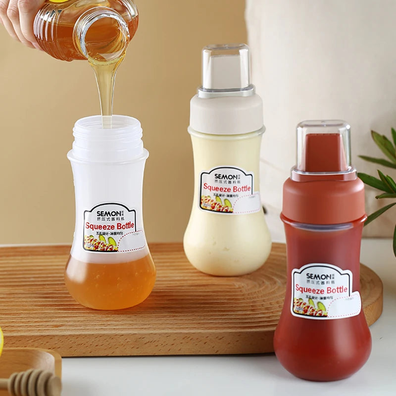 Squeeze Sauce Bottle 350ML Tomato Honey Salad Dressing Container Kitchen Condiment Dispenser for Ketchup BBQ Sauces Oil