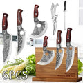 6PCS Stainless Steel Knife Forged Kitchen Knife Set Meat Fish Slicing Boning Butcher Cleaver Knife Professional Kitchen Scissors