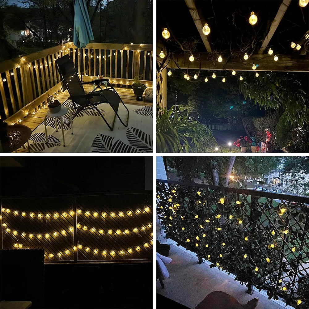 Solar String Lights Outdoor Bubble Ball Lighting String 8 LIghting Modes for Garden.