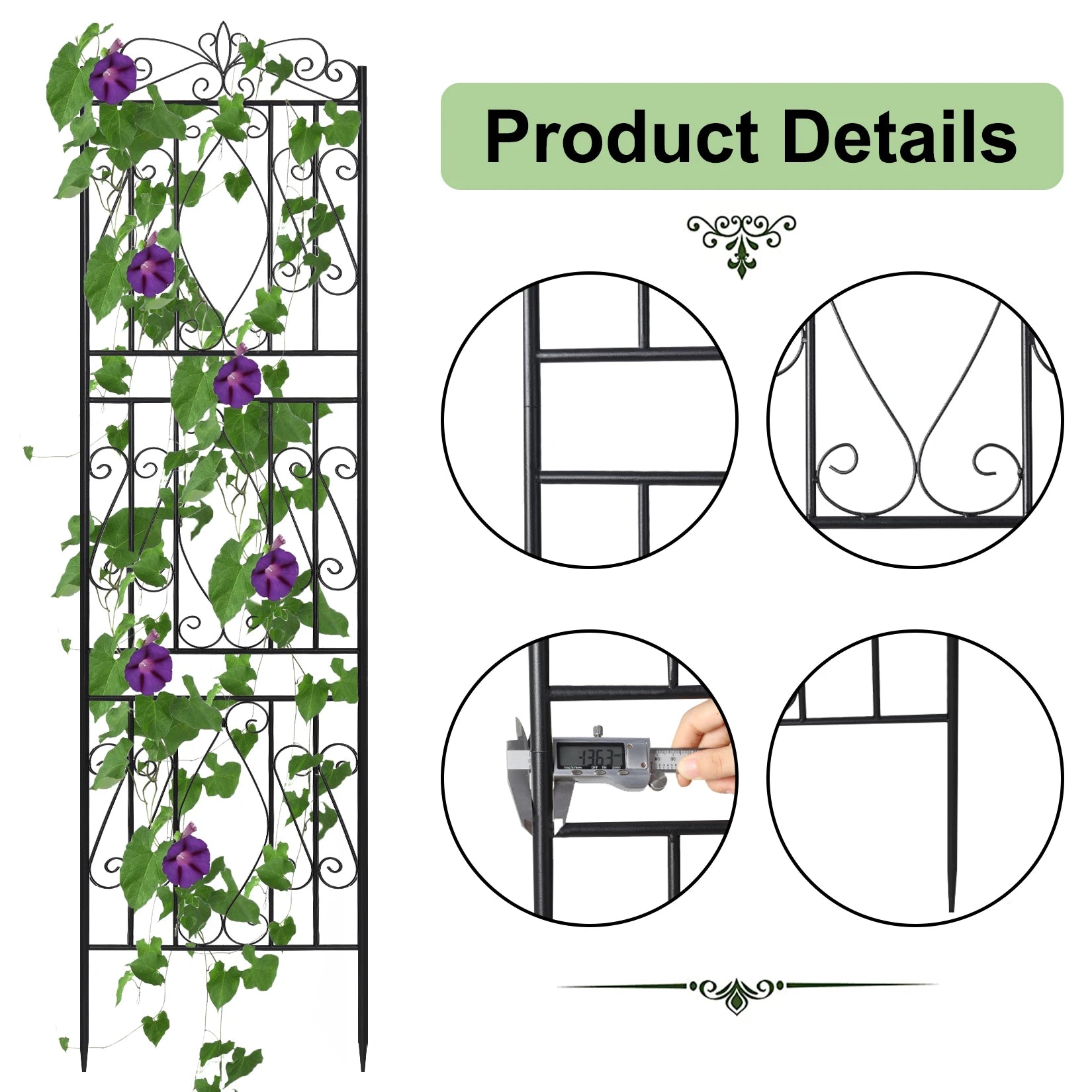 6 Panels Garden Border Trellis High Metal Climbing Plants Support Trellis.