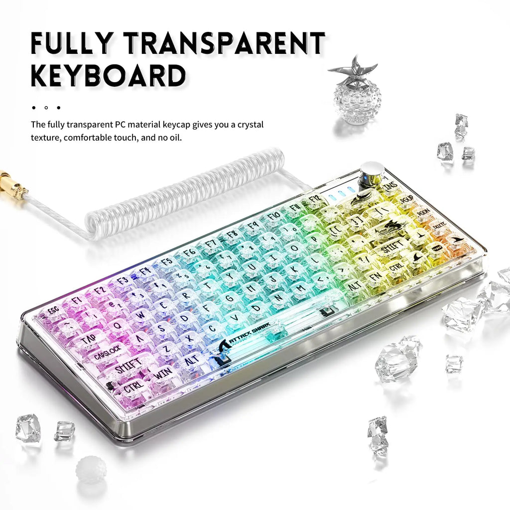 Hot Swappable Wired Keyboard, Transparent PC Keycaps, Custom RGB Gaming Keyboard, Gasket Keyboard, Linear Switch