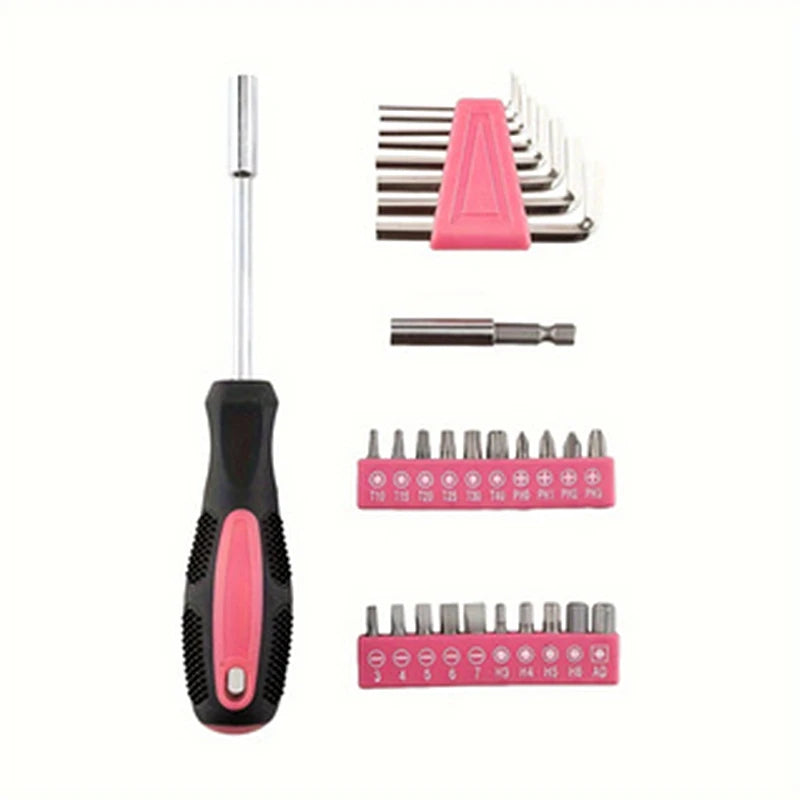 39-Piece All Purpose Household Pink Tool Kit.