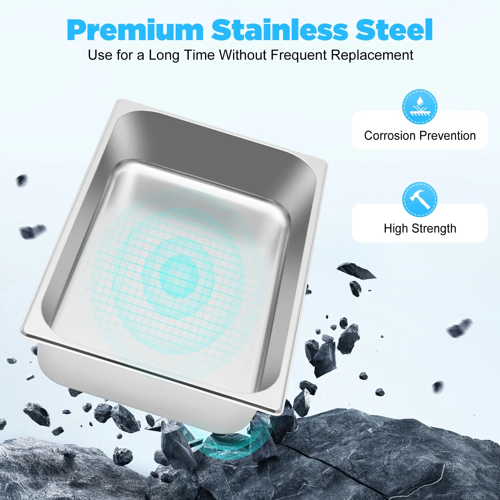 4 Pcs Table Pans with Lids Buffet Chafing Dishes Stainless Steel Food Container for Commercial and Personal