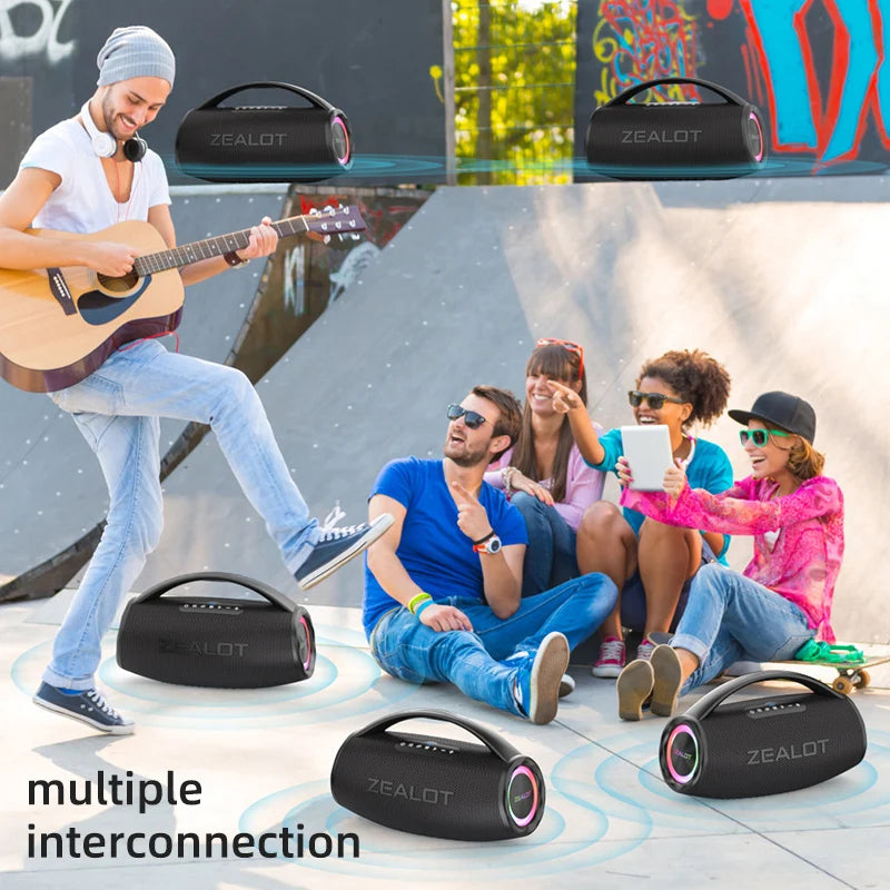 Zealot bluetooth portable waterproof wireless subwoofer .