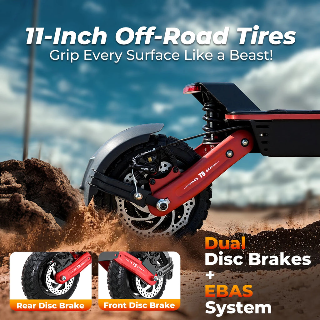 Electric Scooter 1200WMotor, 11" Off-Road Up to 28 MPH Top Speed & 20 Miles Long Range.