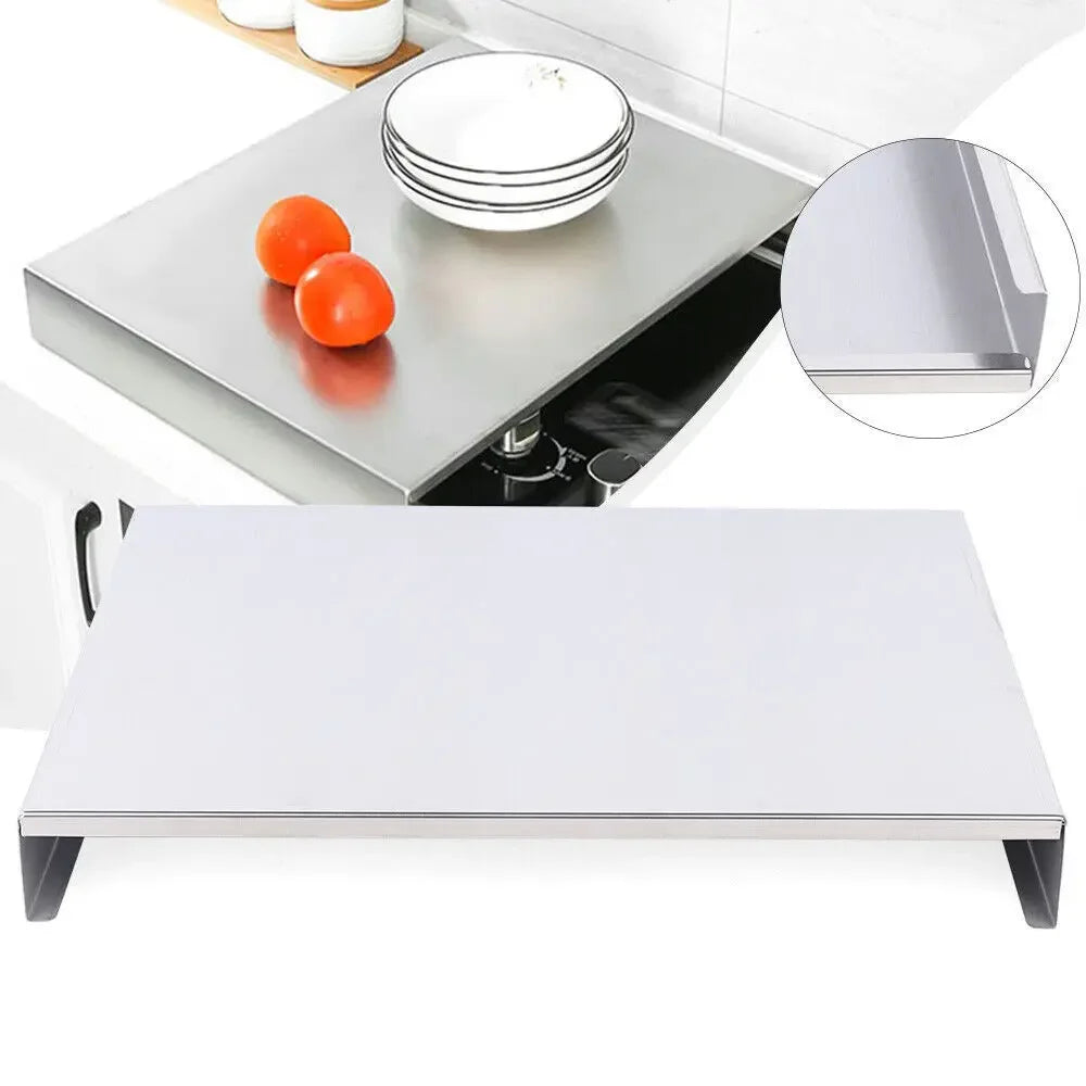 Stainless Steel Gas Stove Burner Cover Protective Top with Mounting Bracket Silver 30x40cm