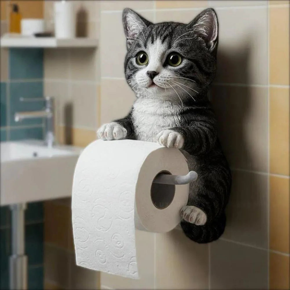 Cat Toilet Paper Holder Cat Toilet Roll Holder Wall Mounted Roll Rack Cute Dispenser