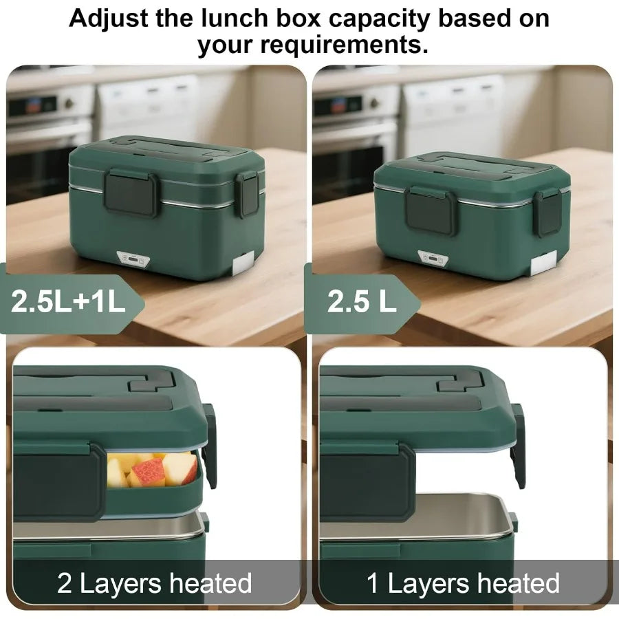 Electric 3.5L 2-Layer Portable Food Warmer Heated Lunch Box
