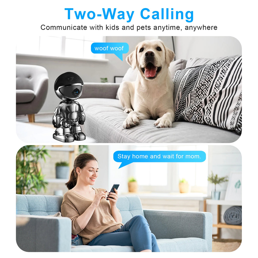 1080 HD Robot Camera Wifi 3MP Indoor Home Security Camera Night Vision Two Way Audio Auto Tracking Indoor Baby Monitor