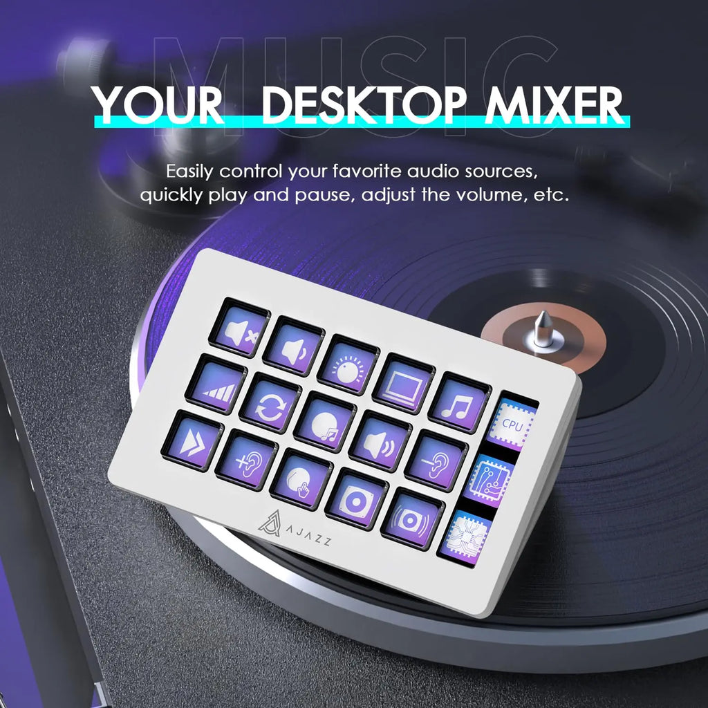ATTACK SHARK x AJAZZ AKP153 STREAM DECK 15 Customisable Buttons Stream Deck With Versatile Side Screen