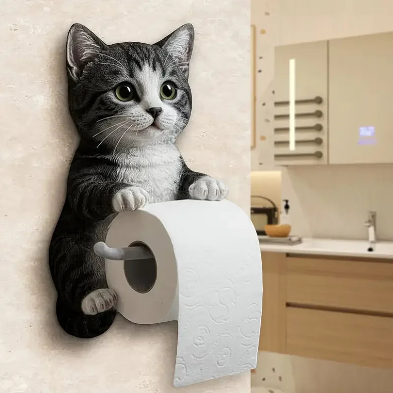 Cat Toilet Paper Holder Cat Toilet Roll Holder Wall Mounted Roll Rack Cute Dispenser