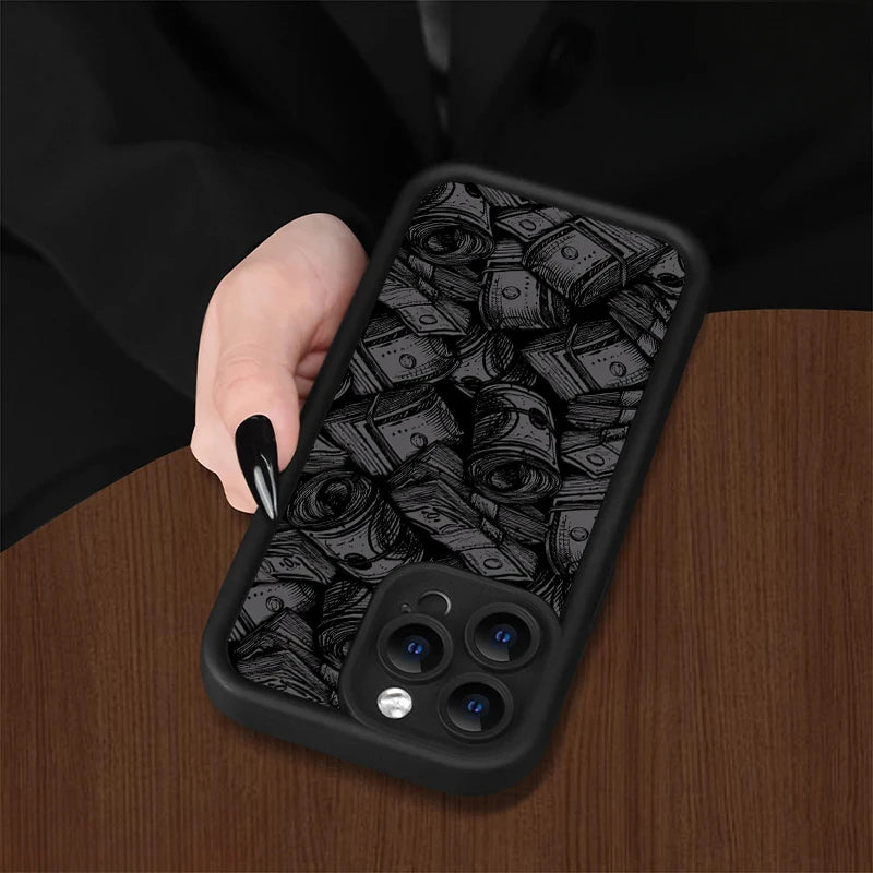 Banknote pattern phone case with soft silicone case.