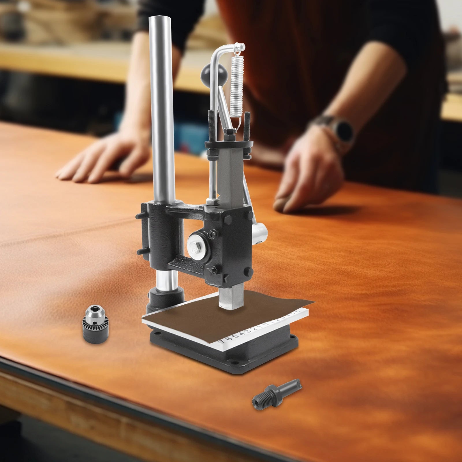 Leather Press Leather Hole Puncher Upgraded Hand Punching Machine for DIY Leather Craft Punching Holes Cutting, Forming Pressing
