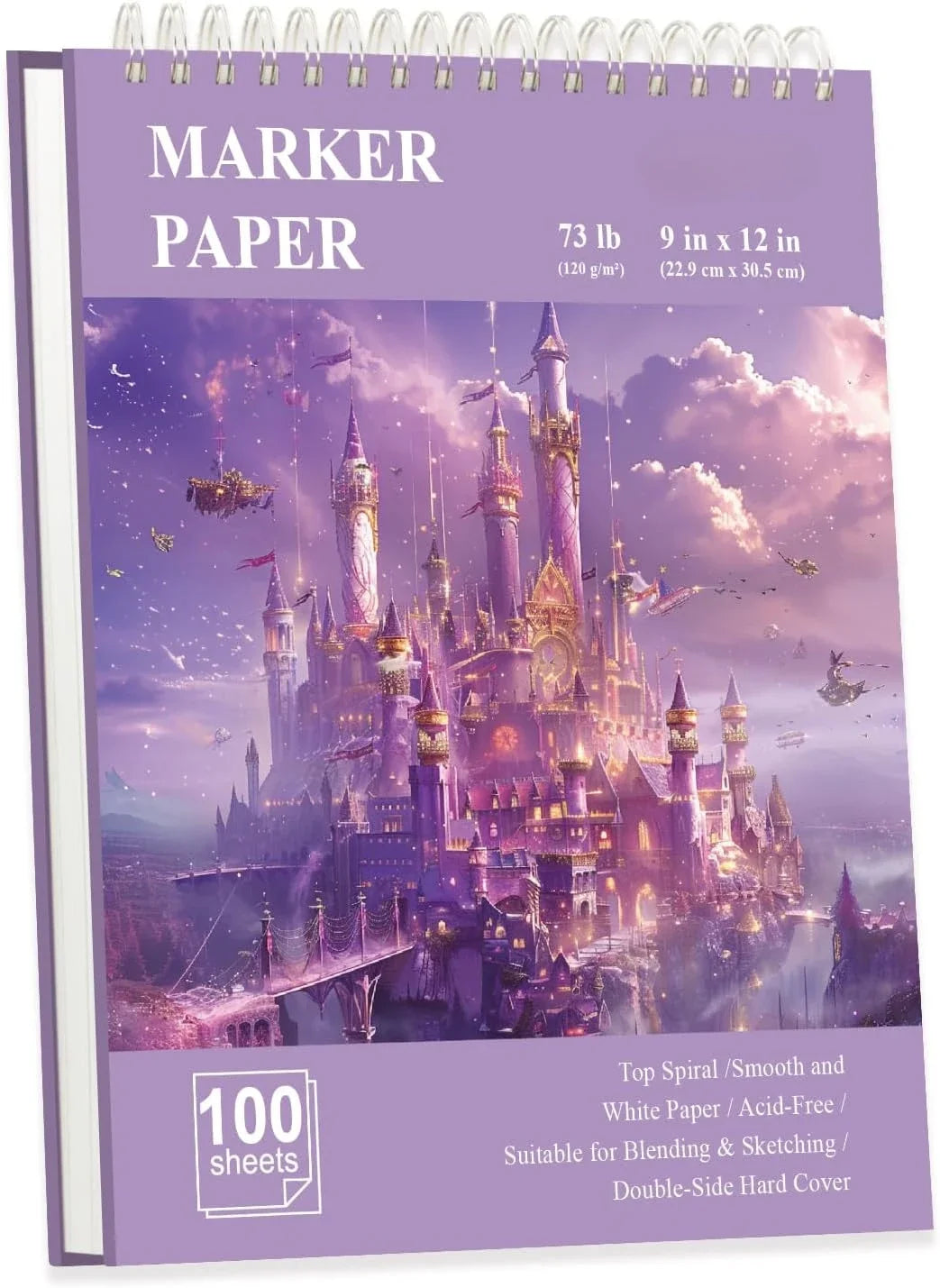 9"x12" marker paper sketchbook, 120 GSM / 73 lbs alcohol marker paper, 100 hardcover sketchbooks