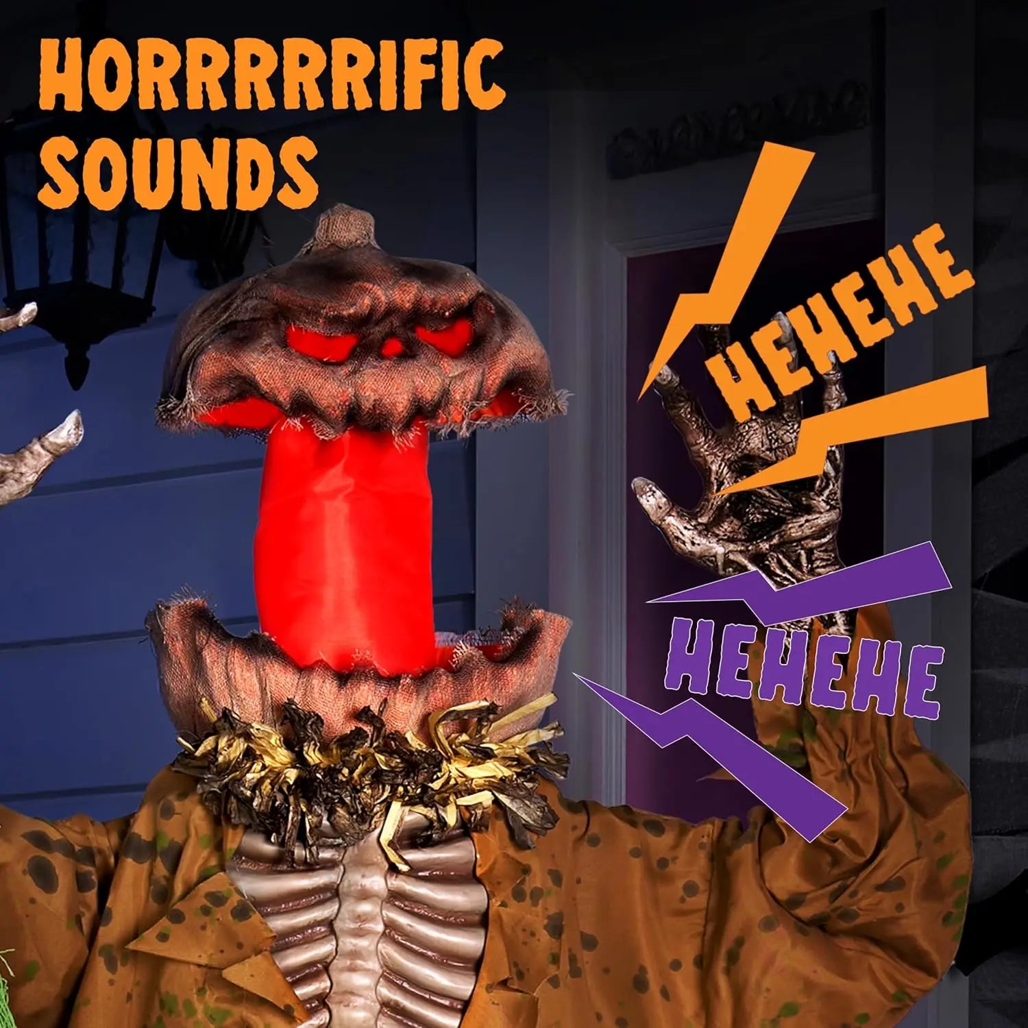 67" Halloween Animated Pumpkin Ghost Decorations Outdoor with Pop Up Head.