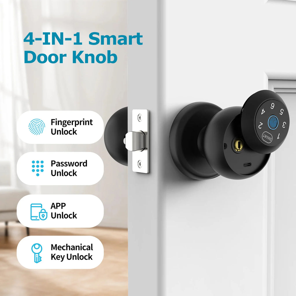 Smart Lock Fingerprint Door Lock App Control Passcode Unlock Electronic Touchscreen Keypad Indoor