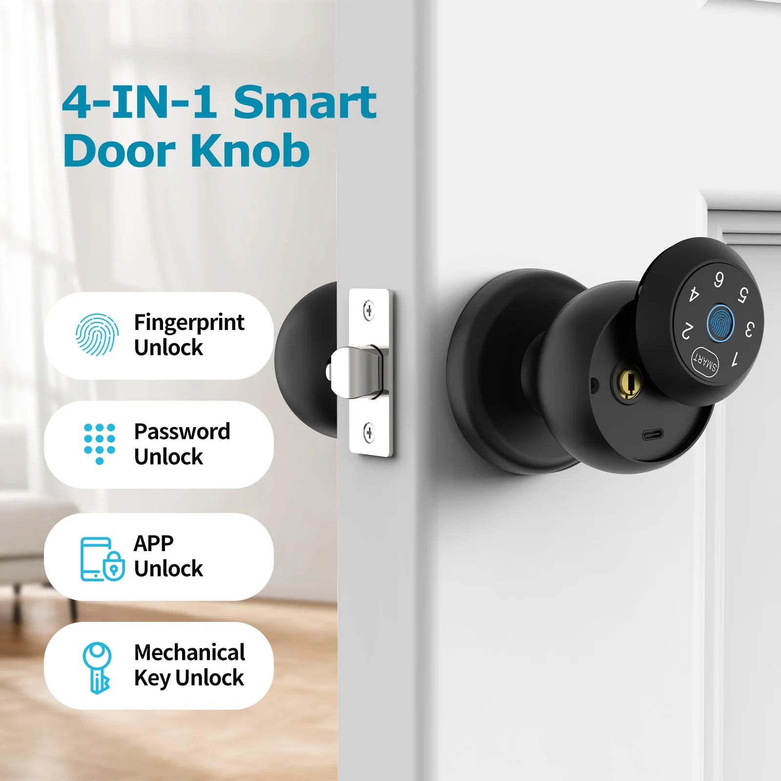Smart Lock Fingerprint Door Lock App Control Passcode Unlock Electronic Touchscreen Keypad Indoor