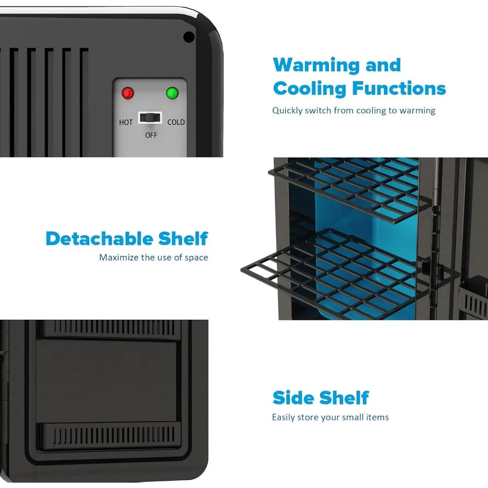 22L Mini Fridge for Bedroom, 12v DC Portable Cooler & Warmer, Mini Refrigerator with Glass Front, for Car Office Desk & D