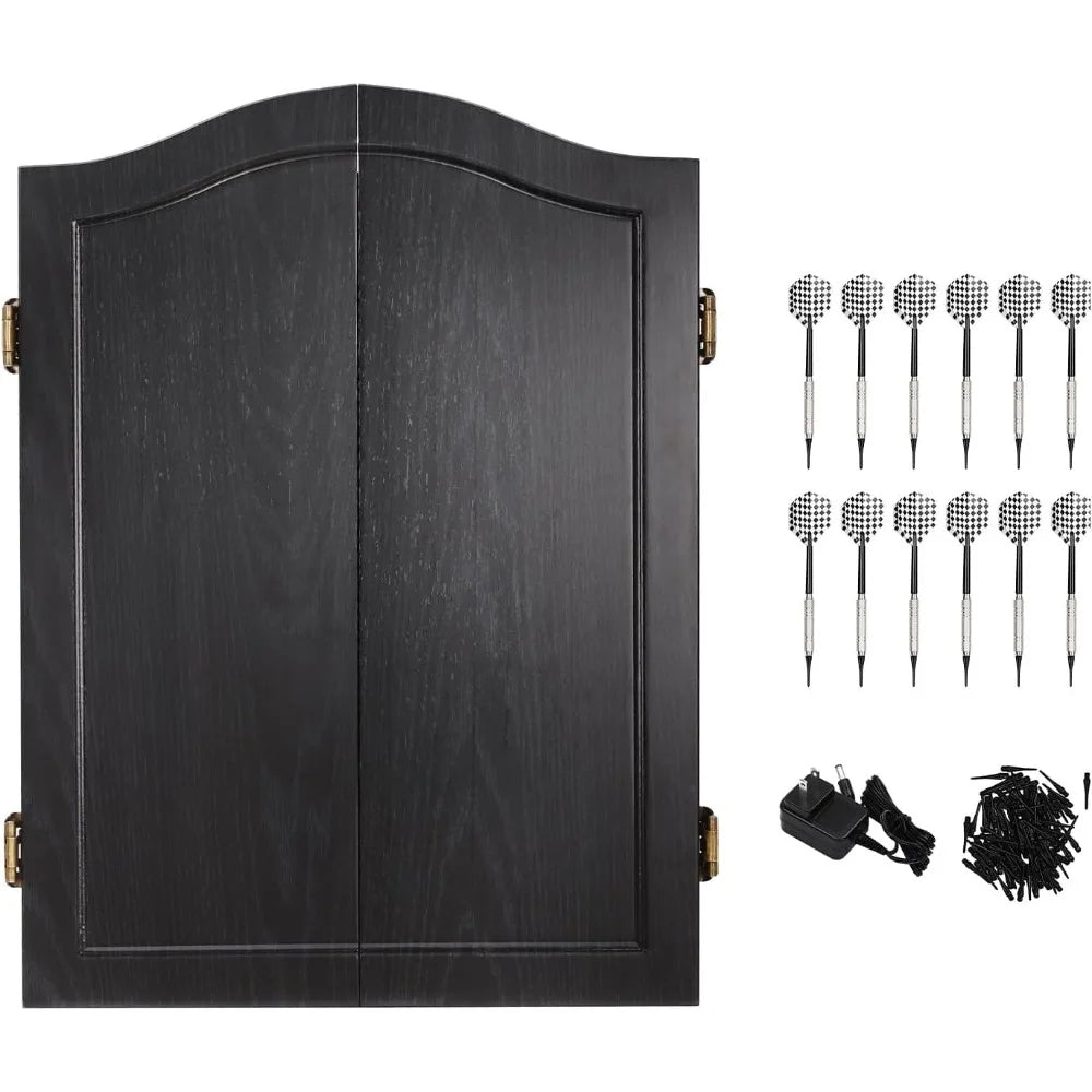 Dartboard Cabinet Set Dart Board Electronic Scoreboard Machine LCD Display for Adults and Family