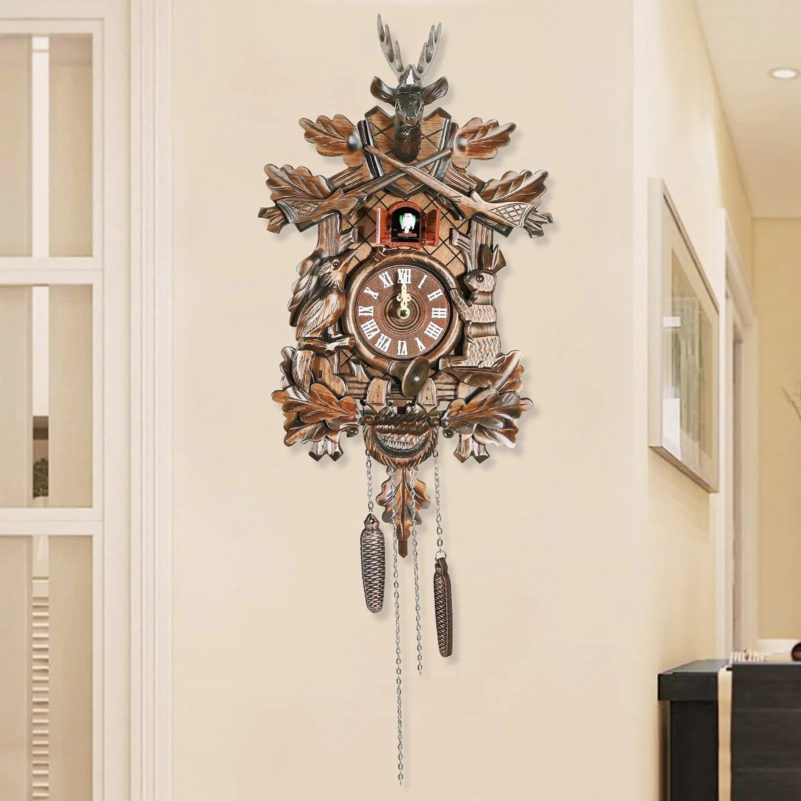 Cuckoo Wall Clock, German Traditional Black Forest Cuckoo Clock Style Cuckoo Clock for Living Room, Bedroom, Study, Office, Gift