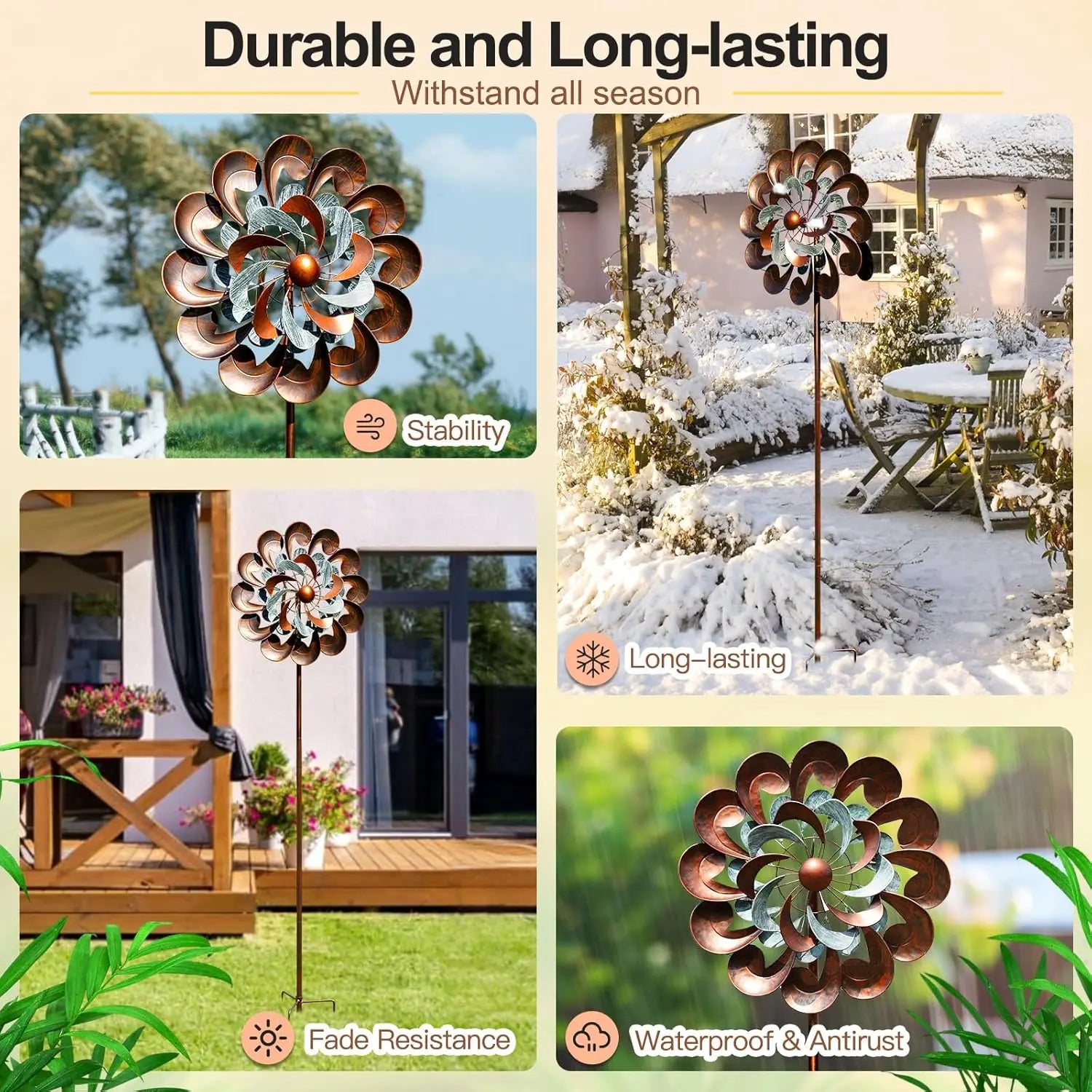 Large 84 Inch Metal Wind Spinner for Yard Garden, Rustproof Outdoor Deco.
