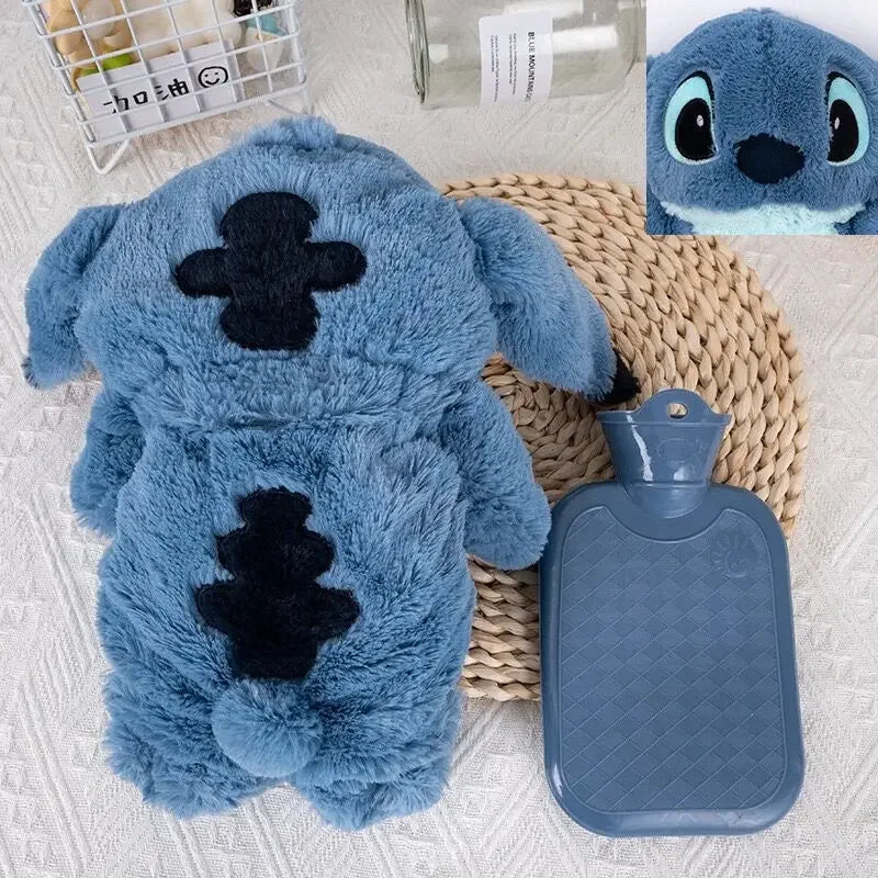 Disney Stitch Plush Hand Warm Bottle Water Bottles Kawaii Soft portable heater.