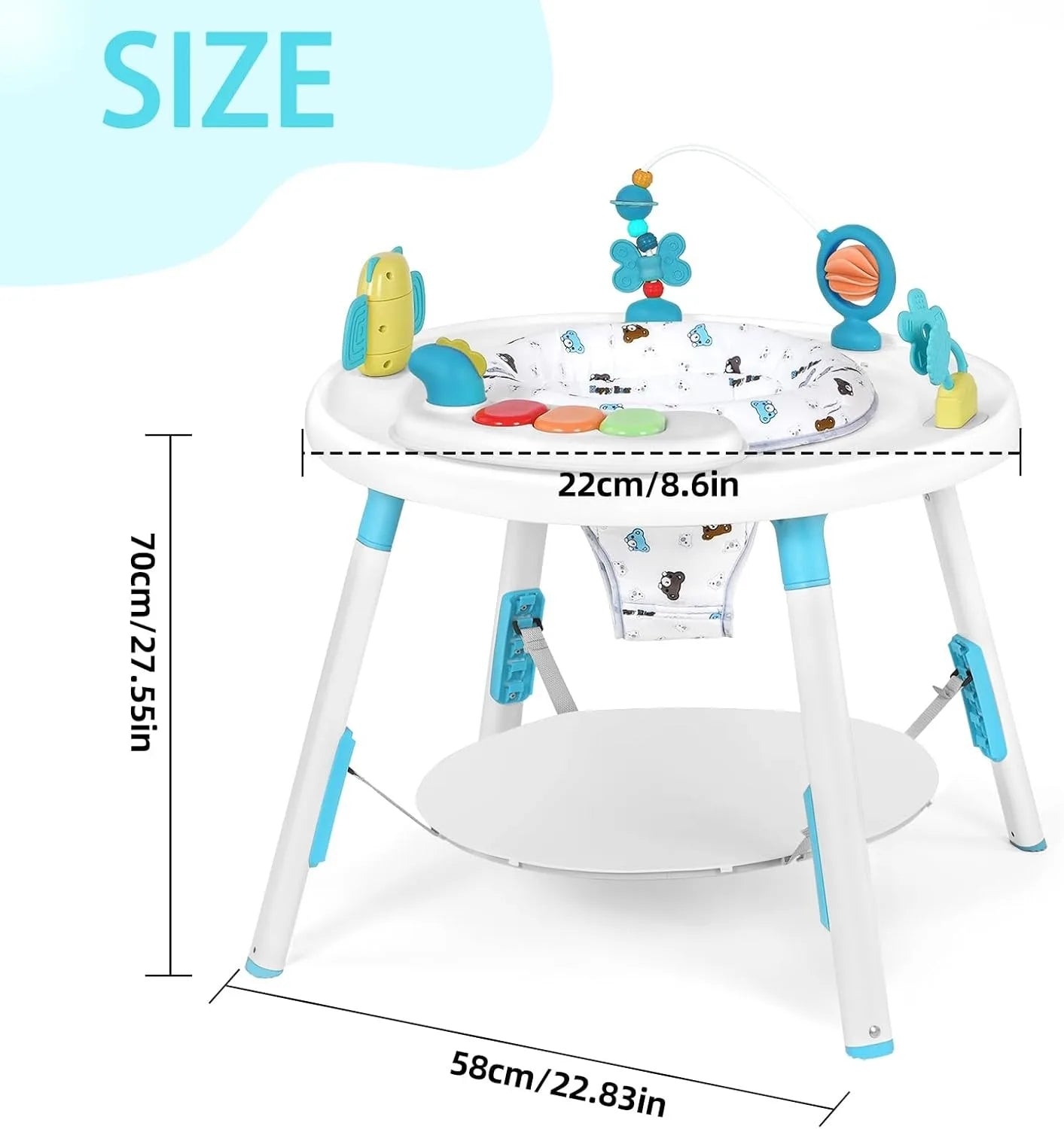 Baby 3-in-1 Activity Center Jumper and Table - with Removable Toys and 360° Rotating Seat - Ideal for Infant Entertainment