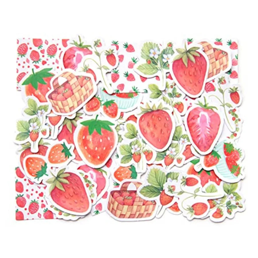 90 PCS Strawberry-Themed Stickers Labels for Personal Diary Planner Scrapbook Album and Notebook.