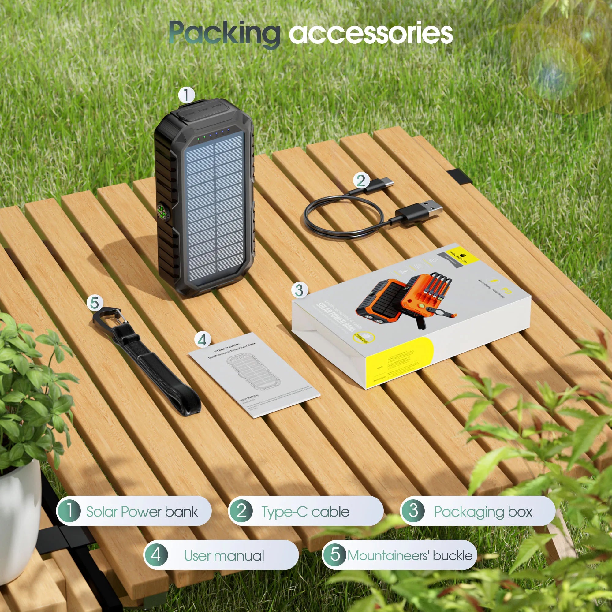 Solar Power Bank with Hand Crank.