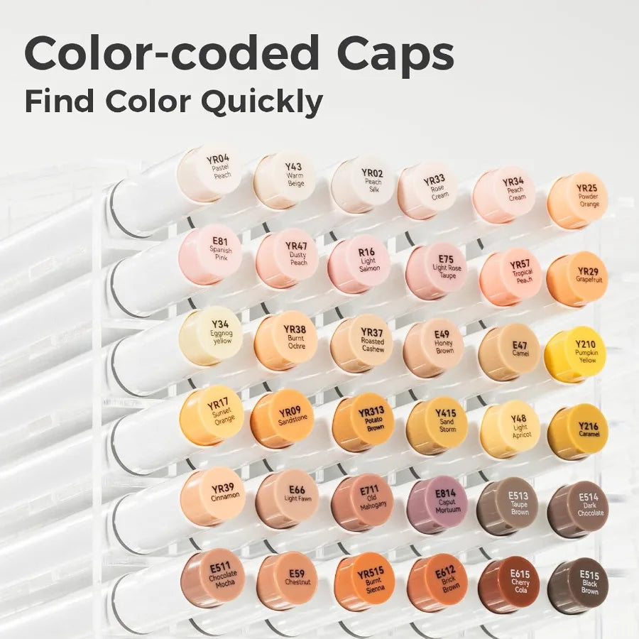 24 Skin-Tone Colors Alcohol Markers for Sketch Art and Coloring Alcohol-Based Brush Markers.