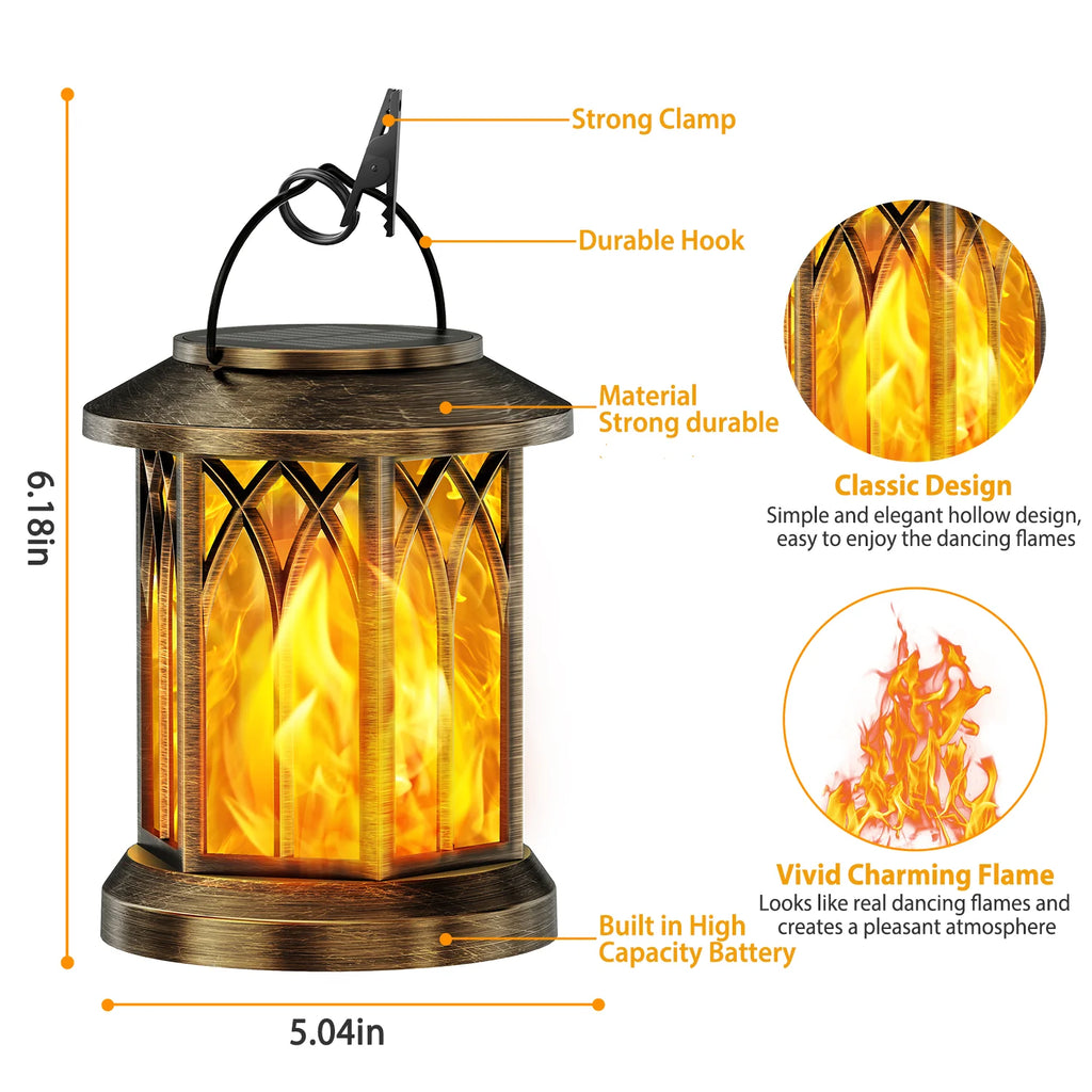 2 Pack Upgraded Flickering Flame Solar Lanterns/