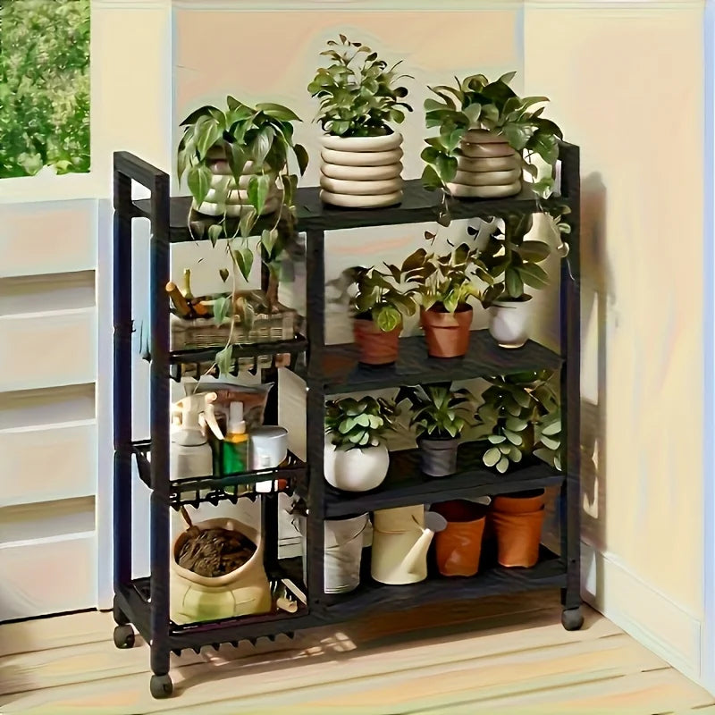 New Heavy-Duty 4-Tier Freestanding Shelf with 3 Baskets - Durable Carbon Steel.
