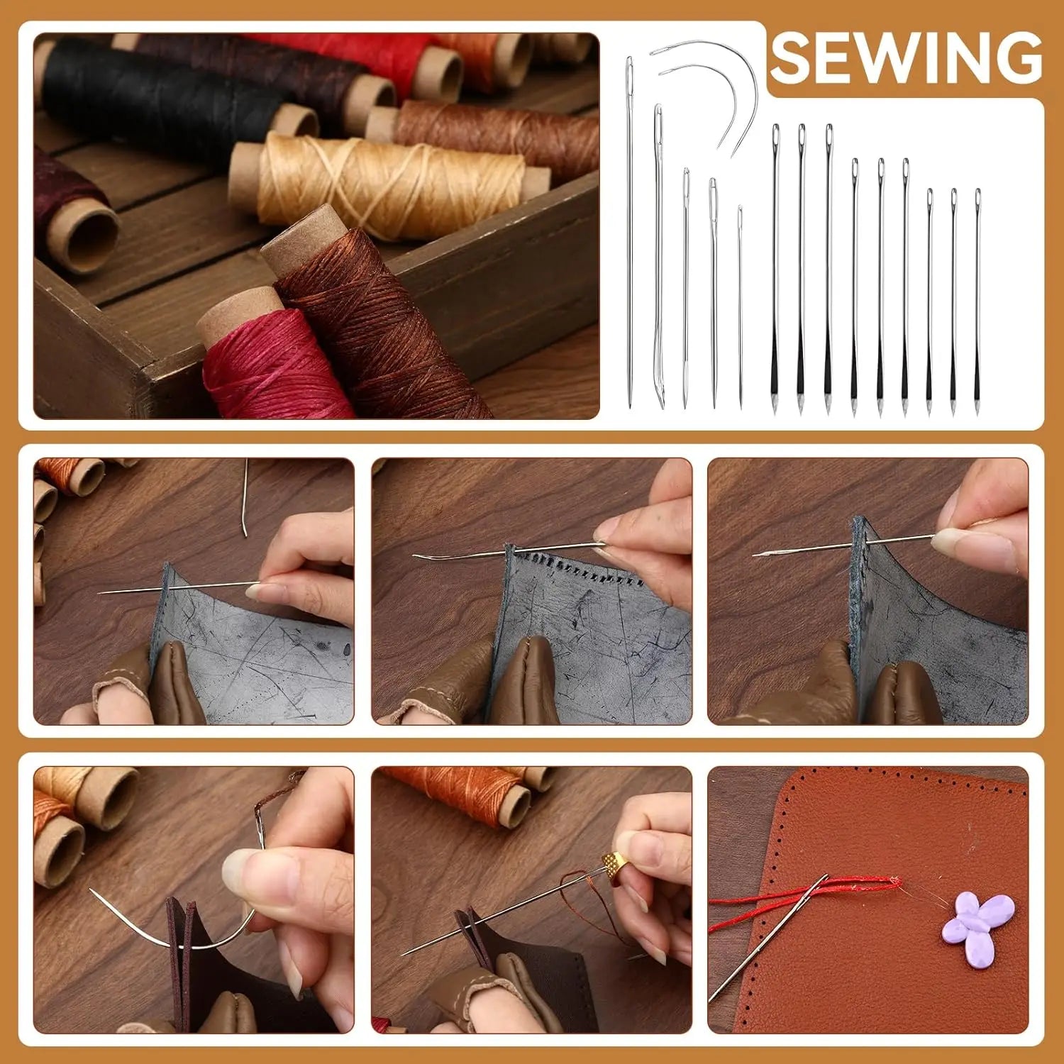 60-Piece Leather Craft Kit with Storage Bag, Includes Sewing Tools, Stamping & Punching Tools for DIY Projects