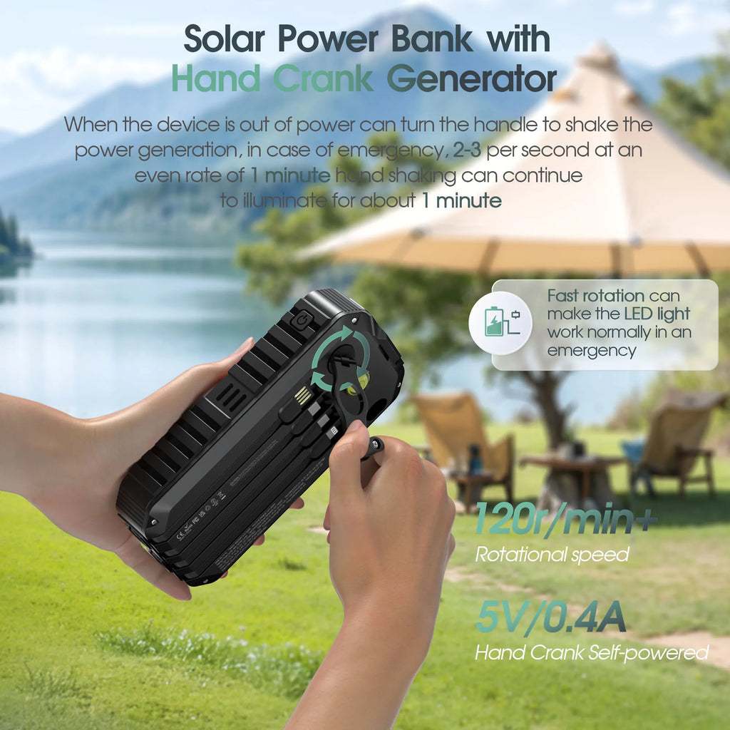Solar Power Bank with Hand Crank.
