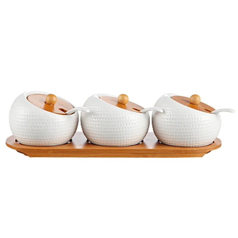 Seasoning Box Chili Jar With Lid Seasoning Bottle Jar Set Seasoning Box Ceramic Salt Jar Household Kitchen Supplies Storage Tank