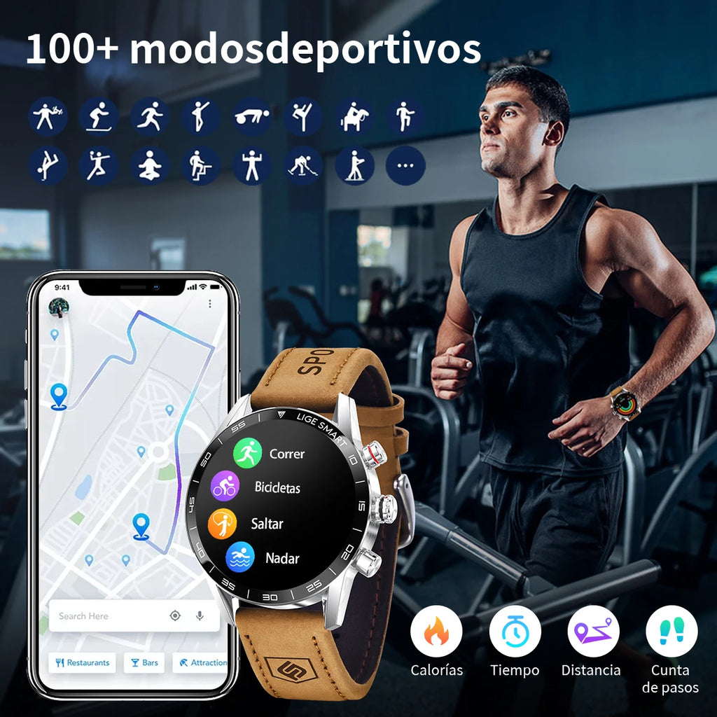 LIGE Brand Smartwatch For All Smartphone Connections AMOLED Screen Watch Men Smart Watch Waterproof Smartband HD Bluetooth Call