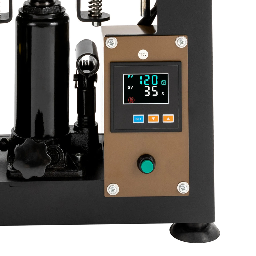 10T Hydraulic Heat Press Machine with LCD & Pressure Gauge, 900W Fast Heating for PU, Plastic, Textiles – US Plug 110V