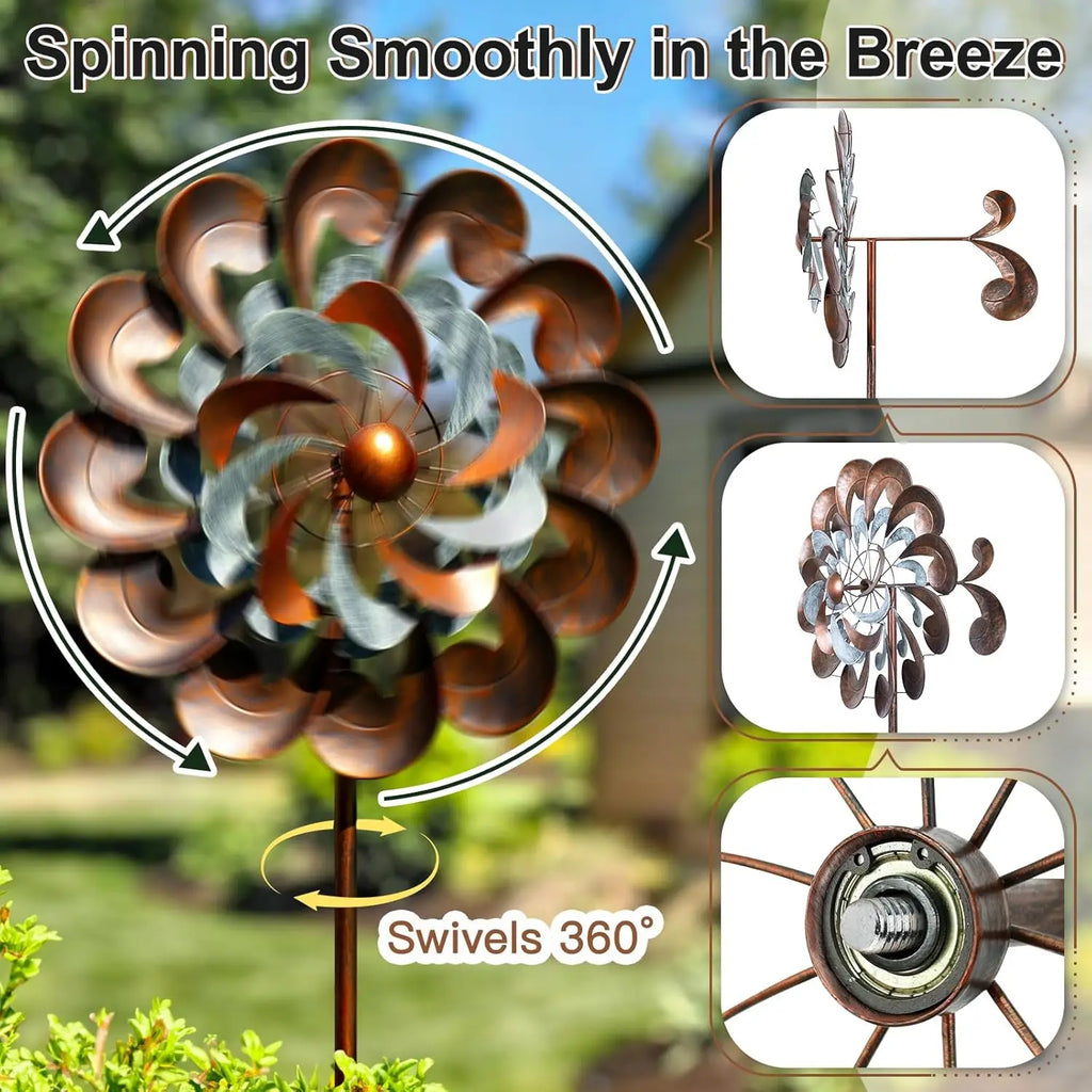 Large 84 Inch Metal Wind Spinner for Yard Garden, Rustproof Outdoor Deco.