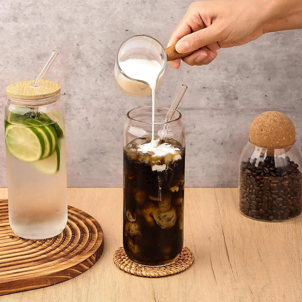 Drinking Glasses with Bamboo Lids.
