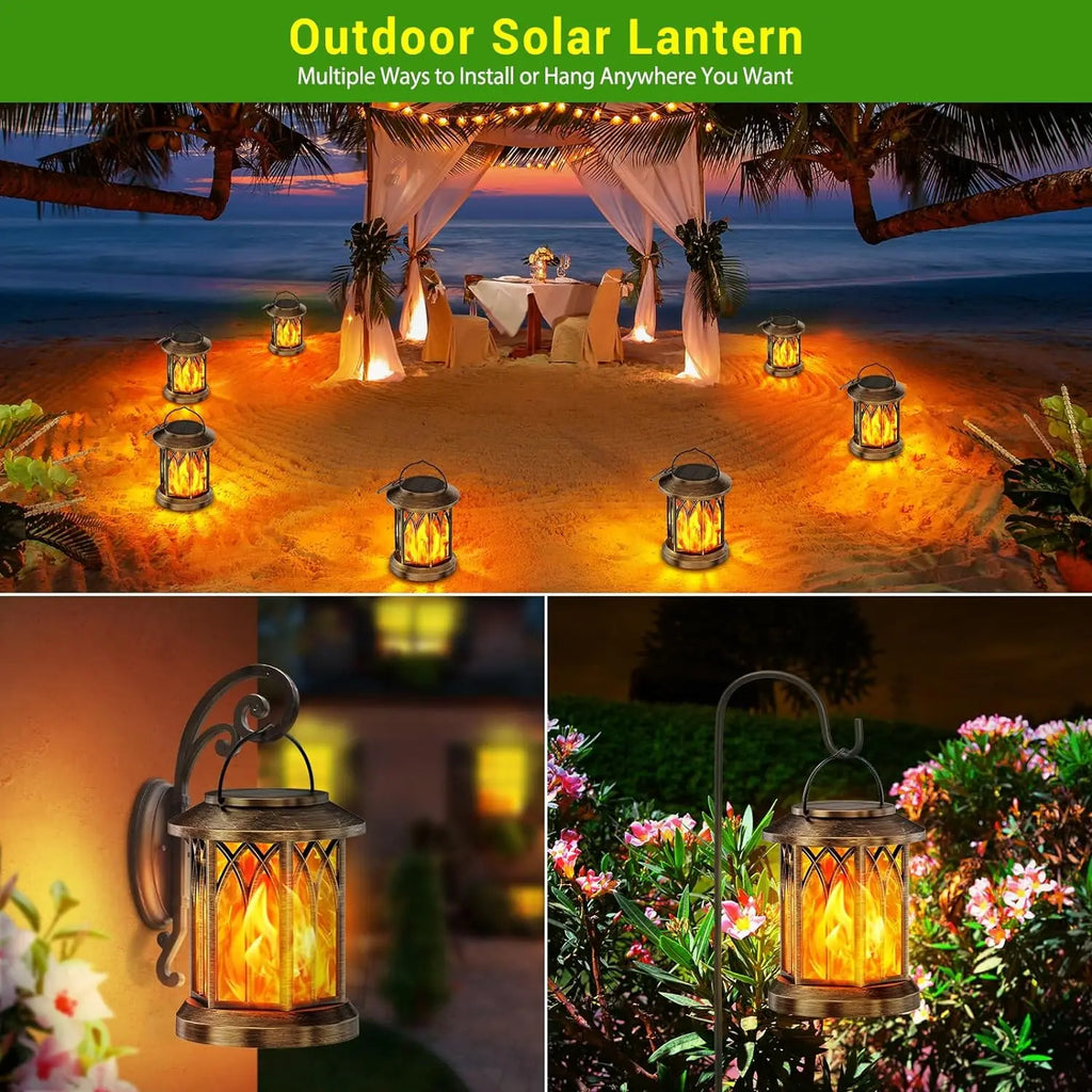 2 Pack Upgraded Flickering Flame Solar Lanterns/