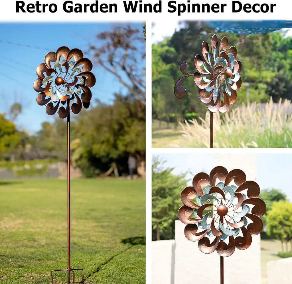Large 84 Inch Metal Wind Spinner for Yard Garden, Rustproof Outdoor Deco.