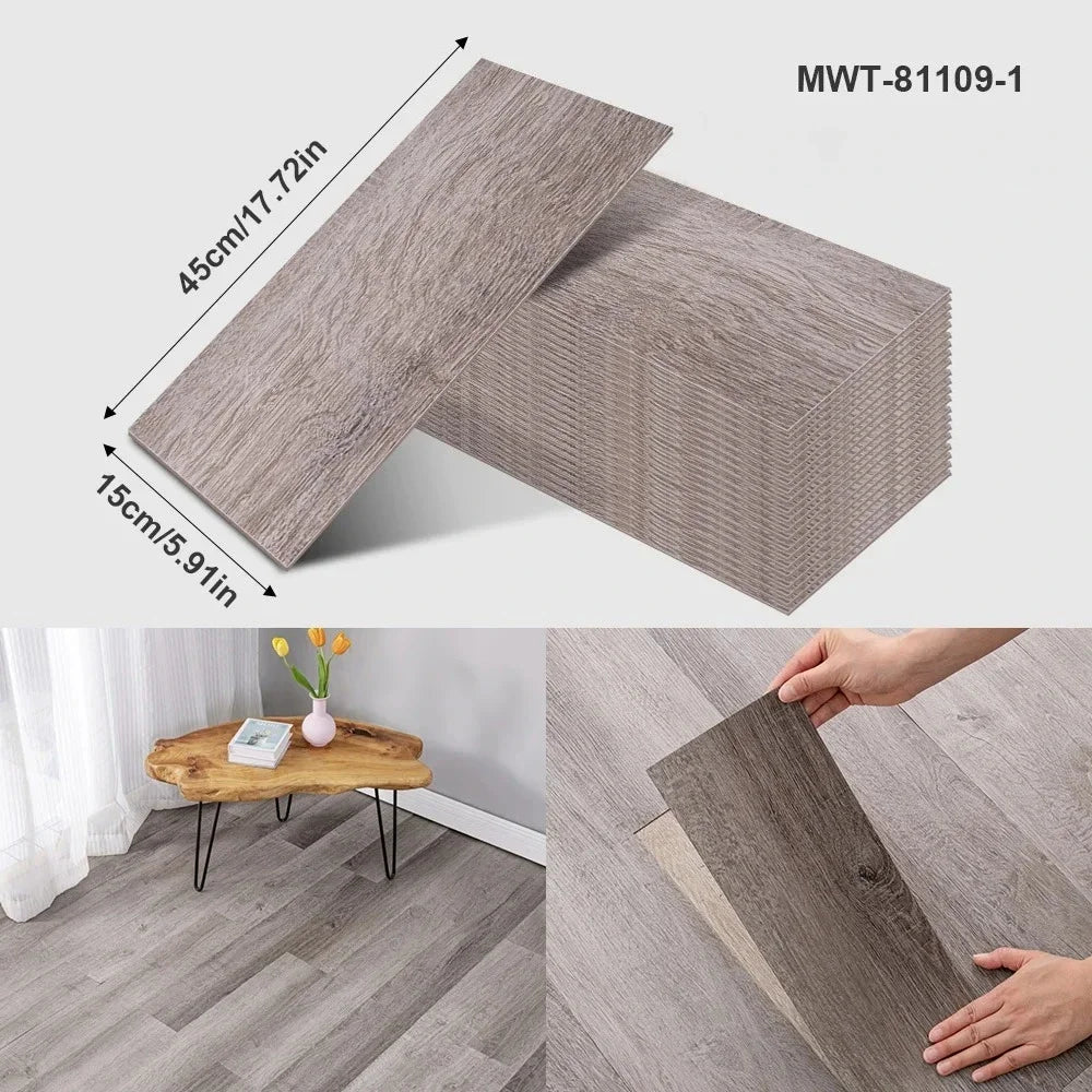 Thicken Wood Grain Floor Sticker Industrial Cement PVC Vinyl Floor Sticker Self-adhesive Waterproof Tile Sticker Home Decor