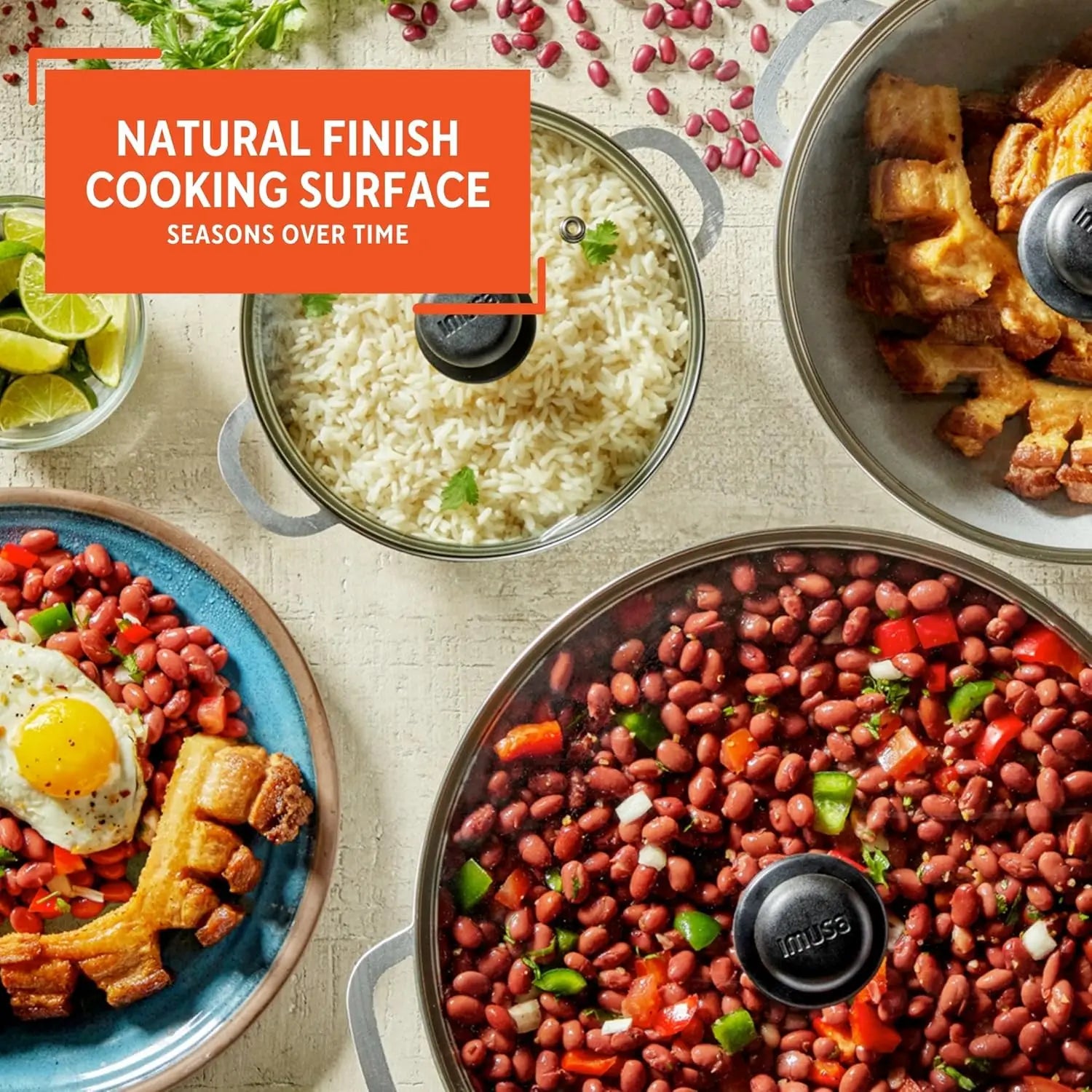 3-Piece Cast Aluminum Caldero Set with Glass Lids, 1.5/2.5/5.2qt Capacity, Riveted Handles for Versatile Cooking