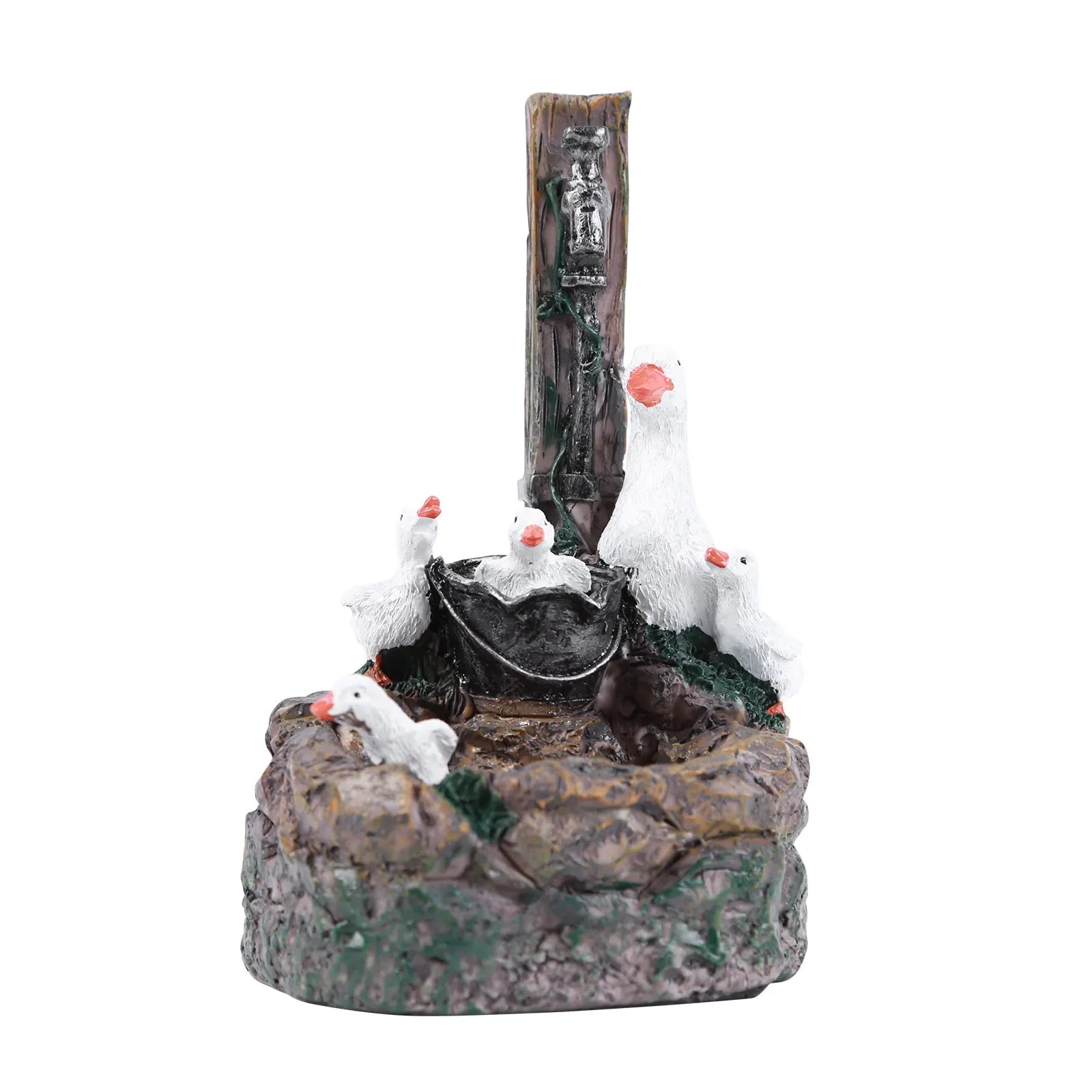 Duck /Squirrel Fountain Ornament Water Fountain Squirrel Statue Landscaping Decor with Light.