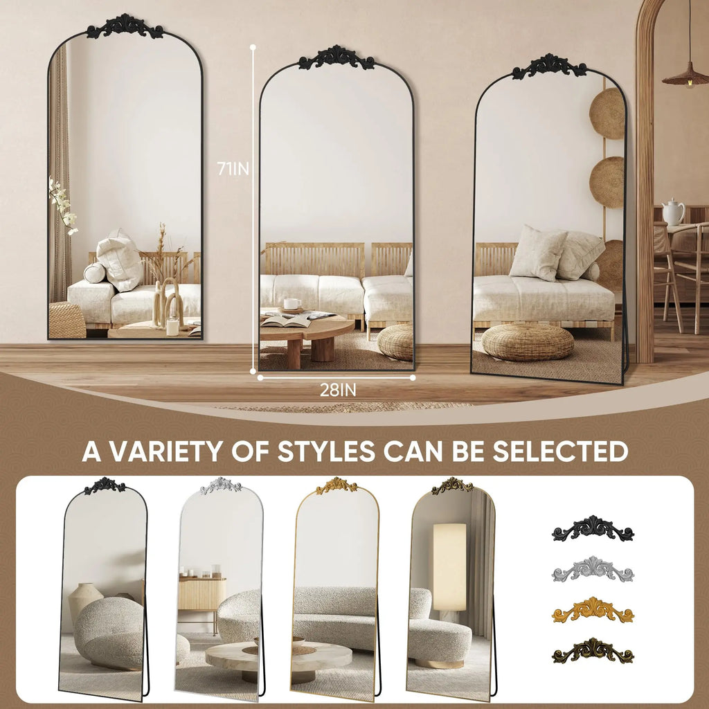 Antok Full Length Mirror, 71"x28" Floor Mirror with Carved Standing Halling for Bedroom Living Room Cloakroom,