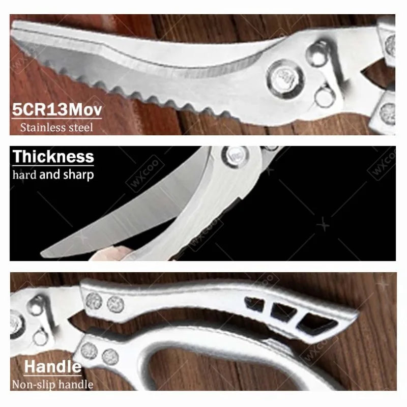 6PCS Stainless Steel Knife Forged Kitchen Knife Set Meat Fish Slicing Boning Butcher Cleaver Knife Professional Kitchen Scissors