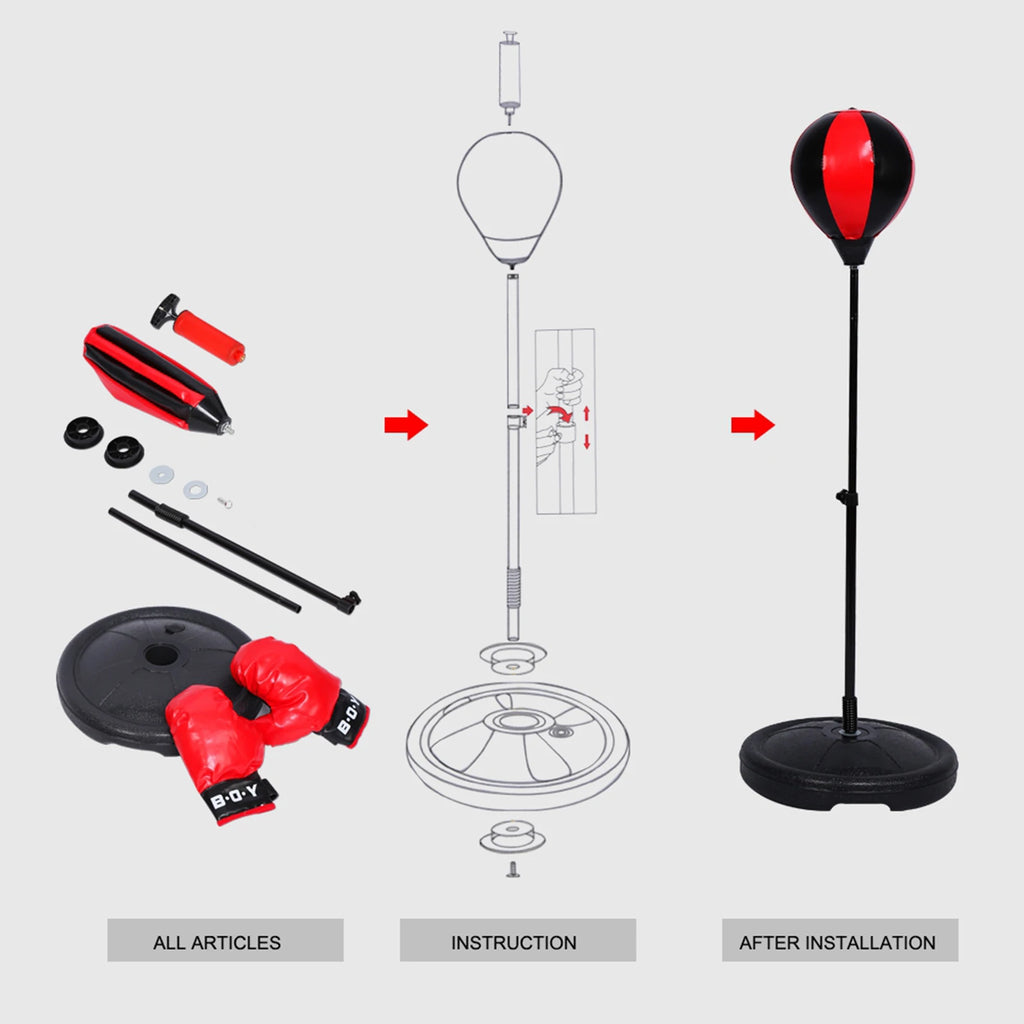 Children Boxing Set Kids Boxing Ball Adjustable Height Kids Punching Ball Bag Speed Boxing Sports Set Fighting Game With Gloves