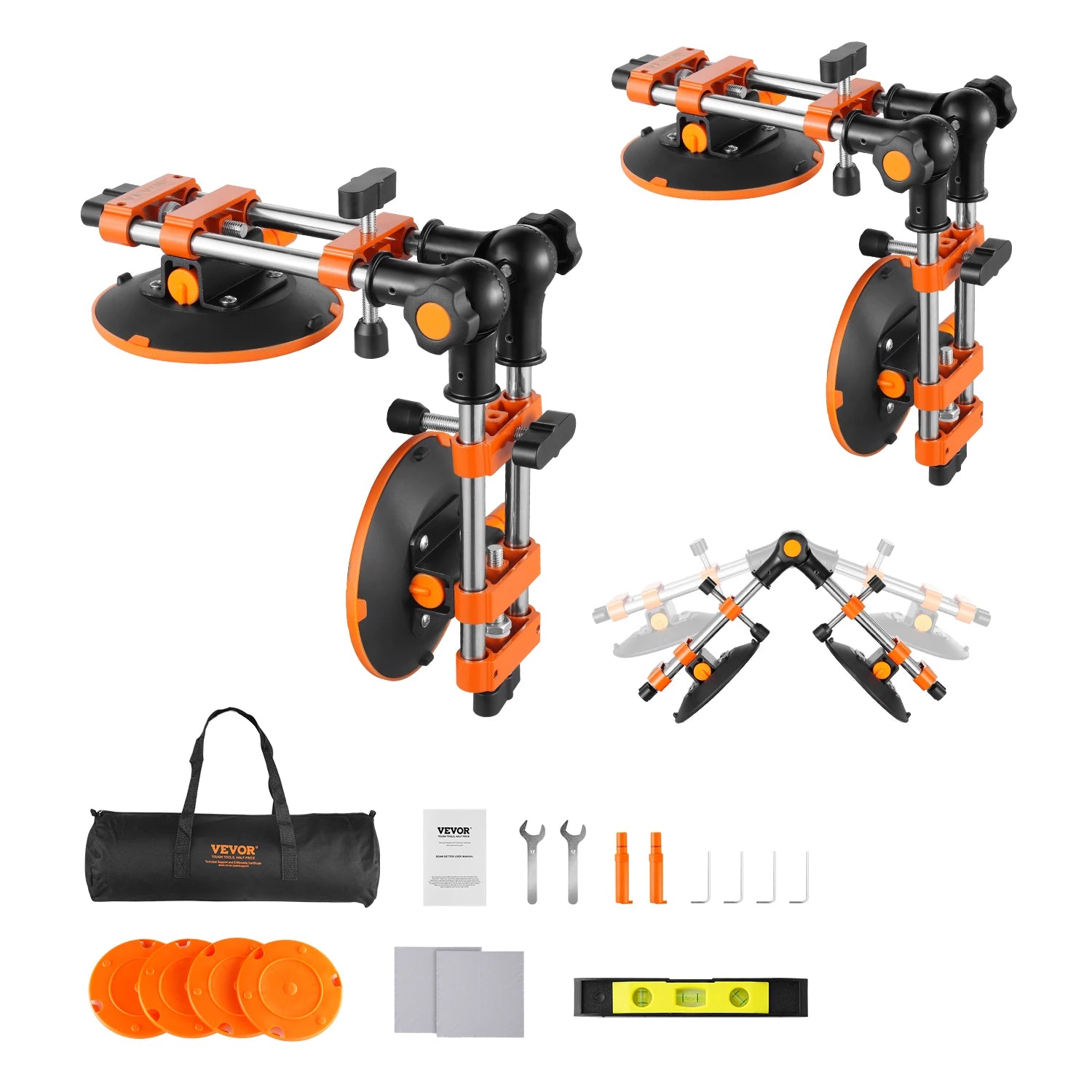 2 Packs Seamless Granite Seam Setter 90°-120° Adjustable with 6 in Suction Cups Seam Joiner for Tile Joining & Leveling