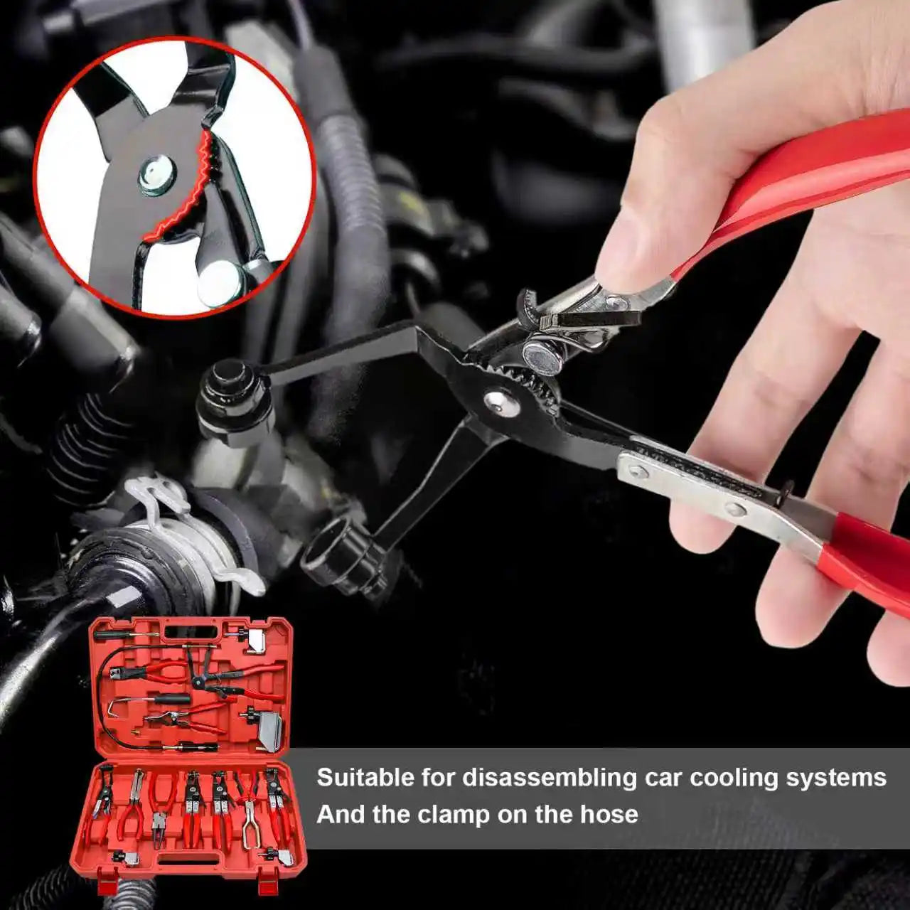 Hose Clamp Pliers Tool Set 16pcs Hose Clamp Removal and Installation Tool for Automotive Coolant Radiator Heater,fuel lines etc